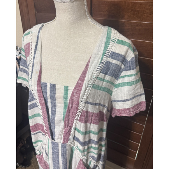 JUSTFAB Linen Blend Stripe Shift Dress Swim Cover Up Women's XL FLAW - Picture 3 of 10